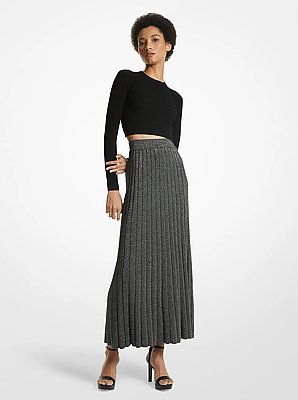 Metallic Ribbed Knit Skirt