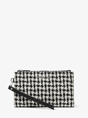 Jet Set Travel Houndstooth Woven Wristlet 
