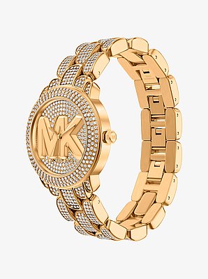 Montre Phoebe dor&eacute;e &agrave; pierres pav&eacute;es