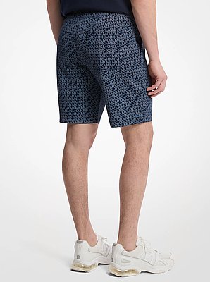 Short en m&eacute;lange de coton &agrave; logo Signature