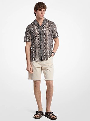 Hemd aus Baumwolle mit kubanischem Kragen und Schlangenmuster