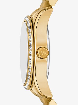 Reloj Lexington mini en tono dorado con incrustaciones de pav&eacute;