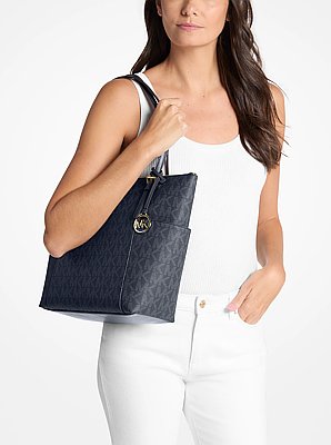 Charlotte Medium Signature Logo Top-Zip Tote Bag