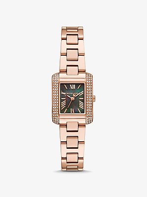 Mini Emery Pav&eacute; Rose Gold-Tone Watch