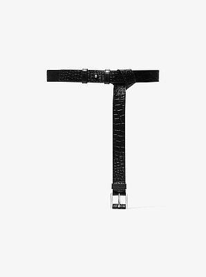 Kaitlin Crocodile Embossed Leather Trouser Belt