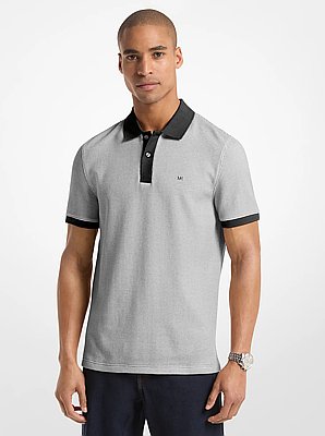 Waffle Stretch Cotton Polo Shirt