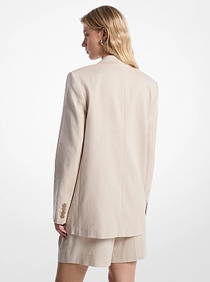 Blazer in twill di cotone e lino