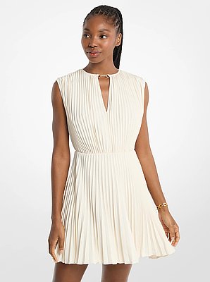Pleated Satin Back Crepe Mini Dress
