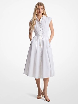 Stretch Cotton Poplin Midi Dress