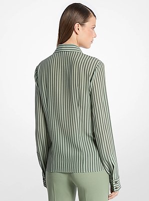 Hansen Striped Silk Crepe De Chine Shirt