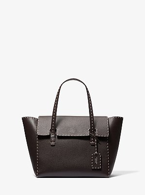 Bolso satchel Sophia de cuero granulado cosido a mano