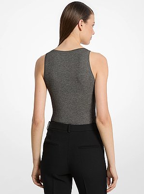 Body de viscosa el&aacute;stica acanalada tipo top sin mangas