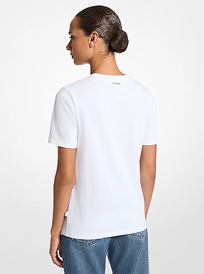 Embellished Logo Cotton Jersey T-Shirt