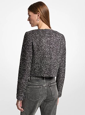 Veste f&eacute;minine en tweed m&eacute;tallis&eacute;