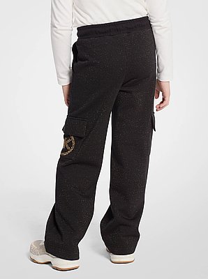 Pantalon cargo en m&eacute;lange de coton &agrave; logo clout&eacute;
