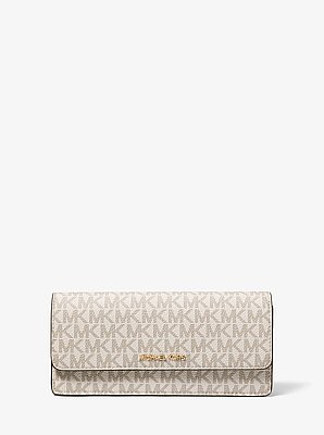 Cartera Jet Set grande con logotipo y cierre delantero con bot&oacute;n a presi&oacute;n