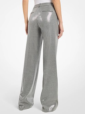 Camilla Sequin Wool Blend Wide-Leg Trousers