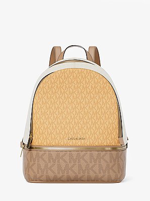 Rhea Medium Color-Block Signature Logo Backpack