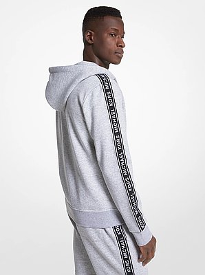 Logo Tape Cotton Blend Zip-Up Hoodie