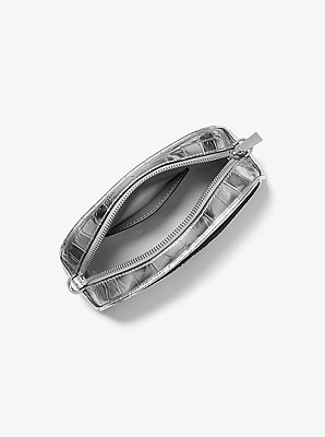 Jet Set Small Metallic Crocodile Embossed Leather Camera Crossbody Bag