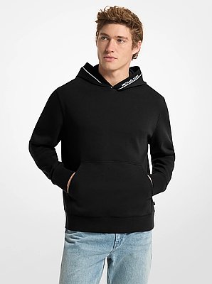Logo Trim Cotton Blend Hoodie