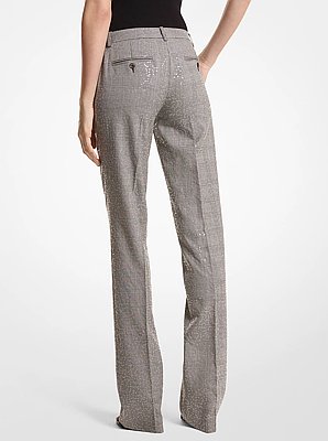 Pantal&oacute;n Carolyn de lana el&aacute;stica con bordado y estampado Pr&iacute;ncipe de Gales