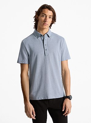 Polo Oxford en piqu&eacute; de coton m&eacute;lang&eacute;
