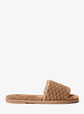Alexis Logo Debossed Velvet Slide Sandal