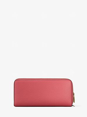 Cartera continental Jet Set Travel grande de piel granulada