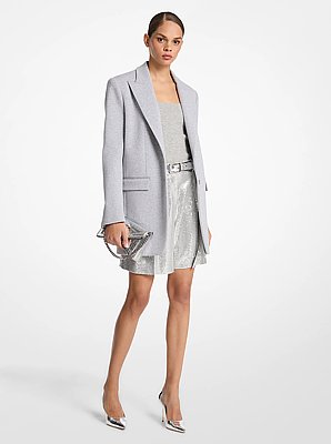 Blazer estructurado tipo boyfriend de punto liso de algod&oacute;n el&aacute;stico