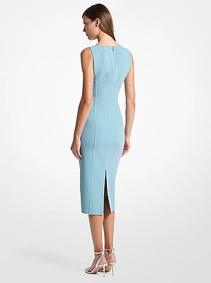 Vestido tubo de crep&eacute; de lana el&aacute;stica de doble cara con cuello redondo