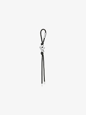 Initial Silver-Tone and Speckled Cord Bag Charm