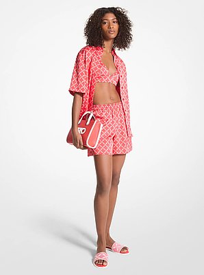 Empire Logo Print Satin Shorts