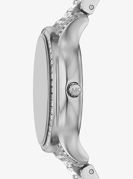 Limited-Edition Mini Sage Pav&eacute; Silver-Tone Watch