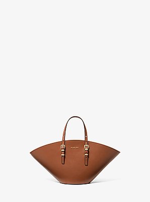 Isa Small Leather Fan Tote Bag