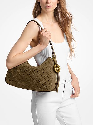 Nolita Medium Hand-Woven Suede Shoulder Bag