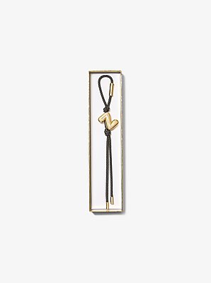 Initial Gold-Tone and Speckled Cord Bag Charm