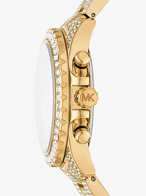 Oversized Everest Pav&eacute; Gold-Tone Watch