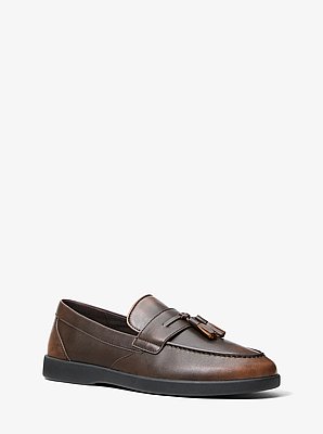 Mocassin Wesley en cuir bruni &agrave; pampilles