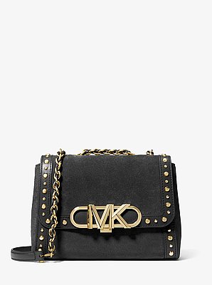 Parker Medium Studded Suede Shoulder Bag