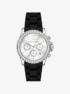 Oversized Everest Pav&eacute; Silver-Tone Watch