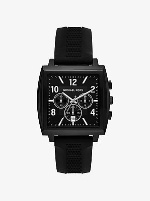 &Uuml;bergro&szlig;e Armbanduhr Rhys in Schwarz mit Silikonarmband