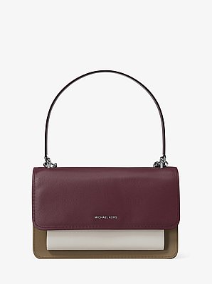 Claire Large Color-Block Pebbled Leather Shoulder Bag