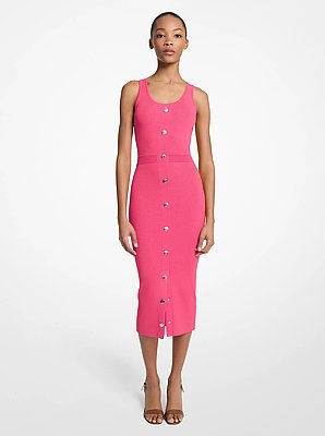 Vestido midi de tirantes en mezcla de viscosa el&aacute;stica