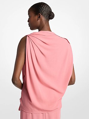 Wool Crepe Draped Blouse
