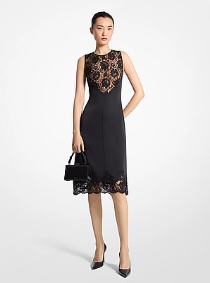Vestido de sat&eacute;n charmeuse con ribete de encaje