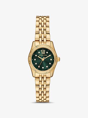 Petite Lexington Pav&eacute; Gold-Tone Watch
