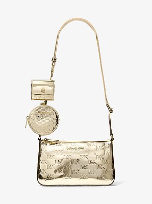 Jet Set Small Metallic Logo Debossed Crossbody Bag with Case for Apple Airpods Pro&reg;