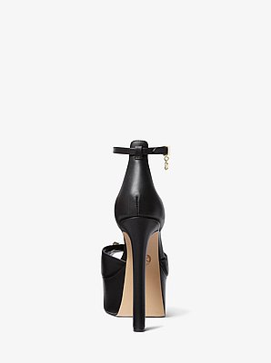 Zapato de sal&oacute;n peep-toe Martina de piel con plataforma