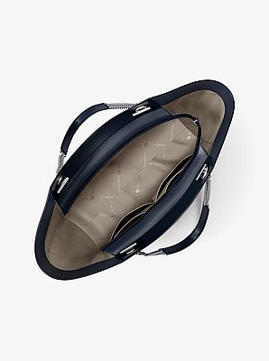 Jet Set Large Color-Block Signature Logo Shoulder Bag